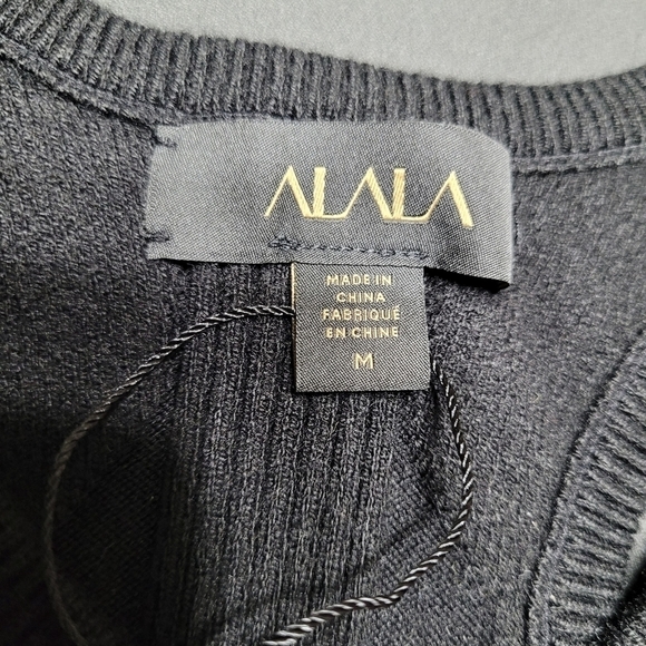 Alala Black Goddess Cashmere Blend Crew Neck Racerback Crop Top Knit Tank NWOT M - Picture 6 of 11